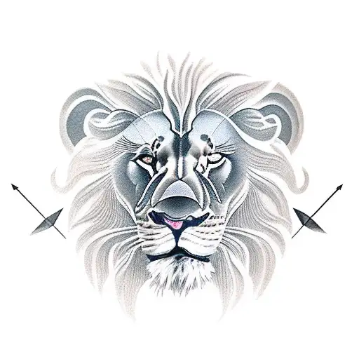 Lion, bow arrow, time, sea, compus tattoo design idea
