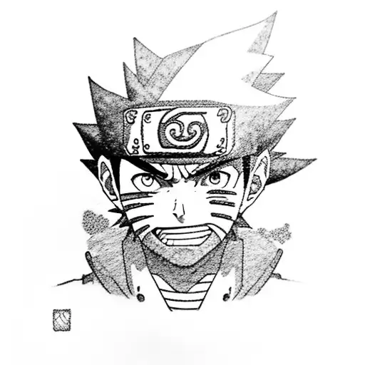 Naruto e Luffy rosto partido tattoo design idea