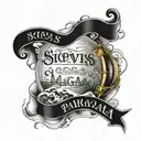 sic parvis magna writing in waves crashing in the background tattoo design idea