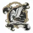 sic parvis magna writing in waves crashing in the background tattoo design idea