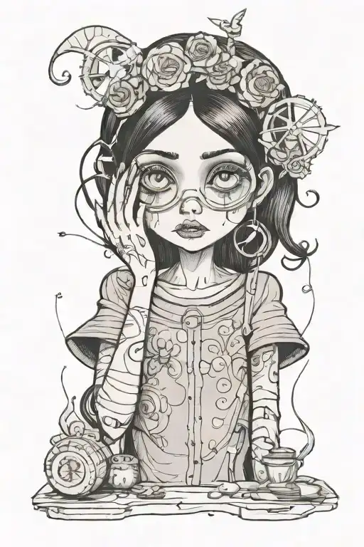 coraline jones covering her eyes  tattoo design idea