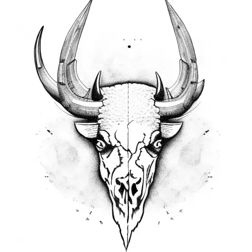 bison skull tattoo design idea