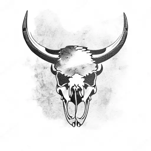 bison skull bones tattoo design idea