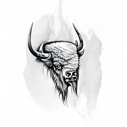 bison skull bones tattoo design idea