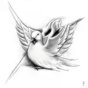 doves with clouds and fire with the cross implemented and the collesum from italy  tattoo design idea