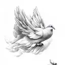 doves with clouds  with the cross implemented and the collesum from italy  tattoo design idea