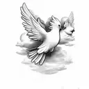 doves with clouds  with the cross implemented and the collesum from italy  tattoo design idea