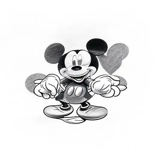 mickey mouse holding a heart tattoo design idea