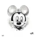 mickey mouse holding a heart tattoo design idea