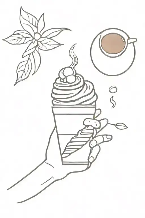 espresso and croissant tattoo design idea