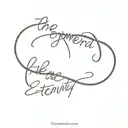Phrase "The ephemeral becomes eternity" written on the sign of simple infinity tattoo design idea