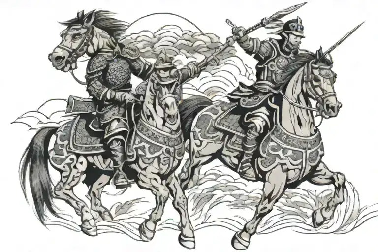 mongolian warriors   tattoo design idea