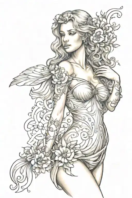 full body Aphrodite realistic sexy girl shoulder tattoo  tattoo design idea