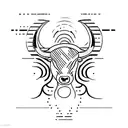 A minimalist tattoo of a sound wave in the shape of a bull tattoo design idea