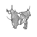 A minimalist tattoo of a sound wave in the shape of a bull tattoo design idea