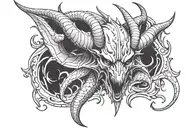A sign of horns bahamut head tattoo design idea