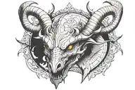 A sign of horns bahamut head tattoo design idea