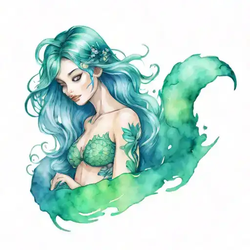 mermaid semi colon  tattoo design idea