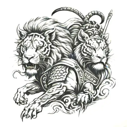 lion samurai tattoo design idea