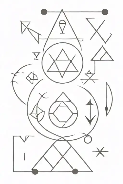 Aesthetic symbols arranged tattoo design idea