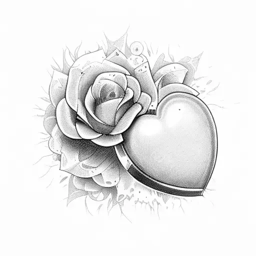 atomically correct heart with beautiful flower coming out of it tattoo design idea
