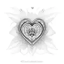atomically correct heart with beautiful flower coming out of it tattoo design idea