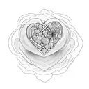atomically correct heart with beautiful flower coming out of it tattoo design idea
