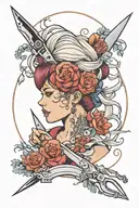 hairstylist holding scissors tattoo design idea