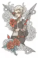 hairstylist holding scissors tattoo design idea
