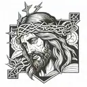 jesus with crown of thorns and the number 41 tattoo design idea