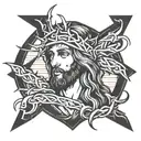 jesus with crown of thorns and the number 41 tattoo design idea