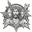 jesus with crown of thorns and the number 41 tattoo design idea