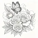 Semicolon and butterfly and rose tattoo design idea