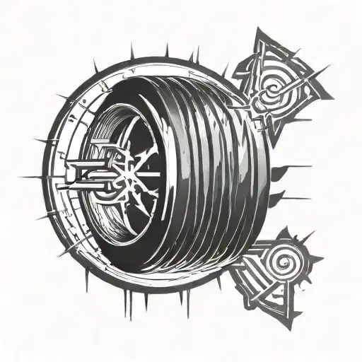 A mathematical equation integrated into a burnout tire mark tattoo design idea