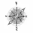 compass blended with a old analog watch with roman numbers  tattoo design idea