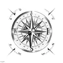 compass blended with a old analog watch with roman numbers  tattoo design idea