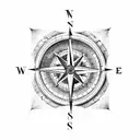 compass blended with a old analog watch with roman numbers  tattoo design idea