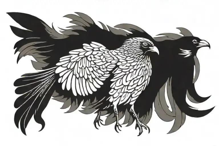 a flying Cornish chough with no background and wings spread tattoo design idea