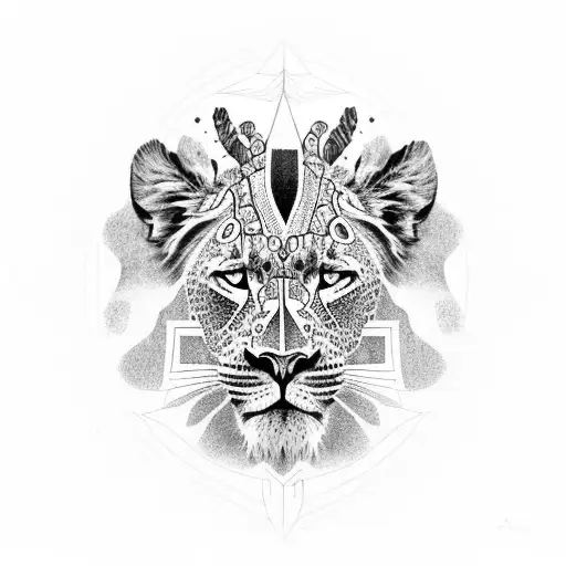 Africa outlined tattoo with a lion, leopard, black rhinoceros, African bush elephant, and African buffalo and zebra tattoo design idea
