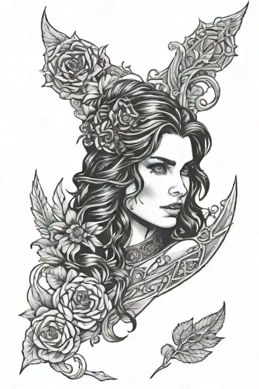 yennefer from the witcher video games tattoo design idea