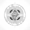 A black work Polynesian inspired tattoo with symbols of ocean waves incorporated into the design, meant to go on womb tattoo design idea