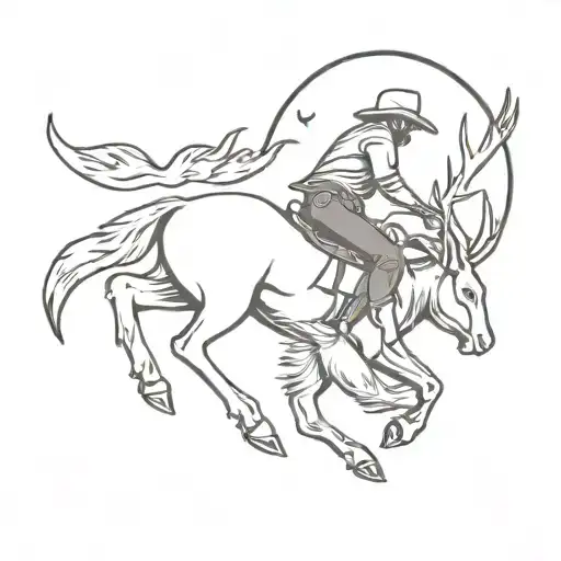 cowboy riding jackalope tattoo design idea