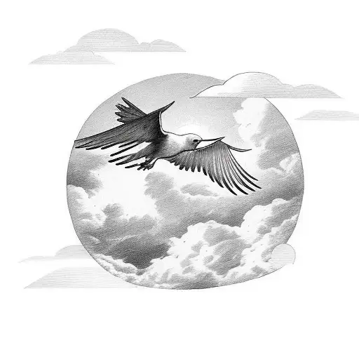 bible verse with stairway to heaven with a dove and clouds tattoo design idea