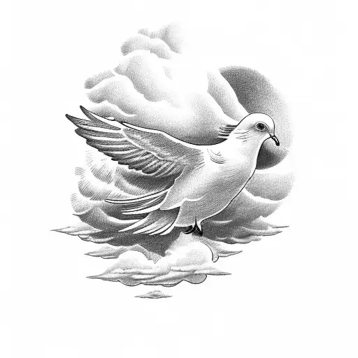 bible verse with stairway to heaven with a dove and clouds tattoo design idea