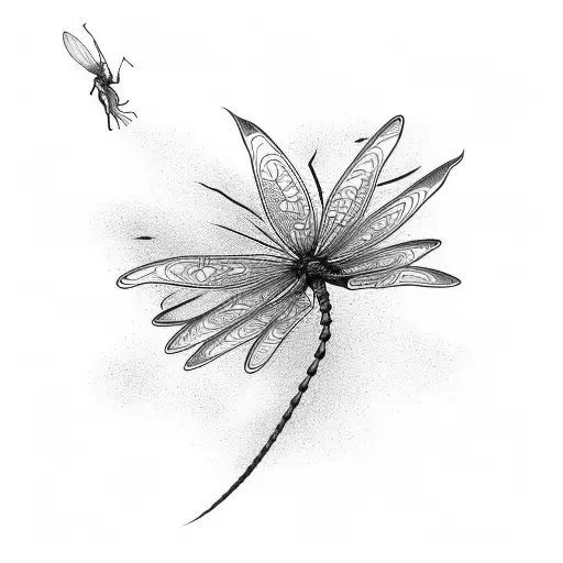 red spider lily with a dragonfly  tattoo design idea