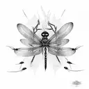 red spider lily with a dragonfly  tattoo design idea