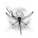 red spider lily with a dragonfly  tattoo design idea