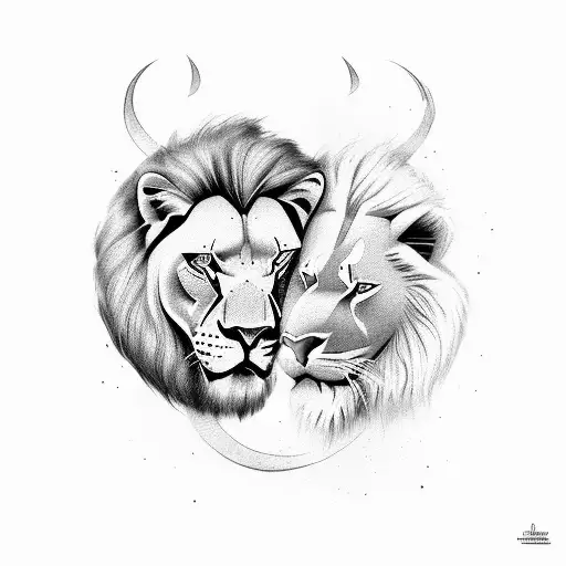 spartan and lion  tattoo design idea