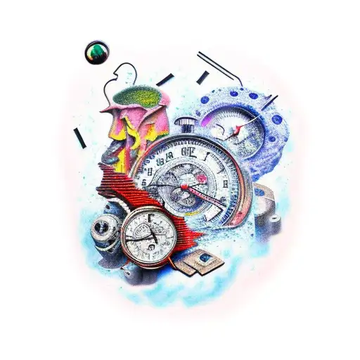 broken stopwatch tattoo design idea