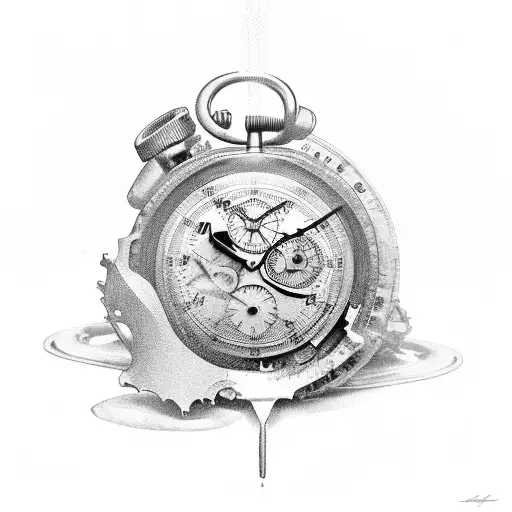 broken stopwatch tattoo design idea